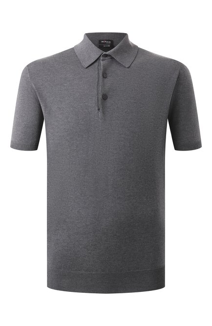 Мужское хлопковое поло KITON темно-серого цв�ета, арт. UMKXX33K284 | Фото 1 (Длина (для топов): Стандартные; Материал сплава: Проставлено; Рукава: Короткие; Драгоценные камни: Проставлено; Материал внешний: Хлопок)