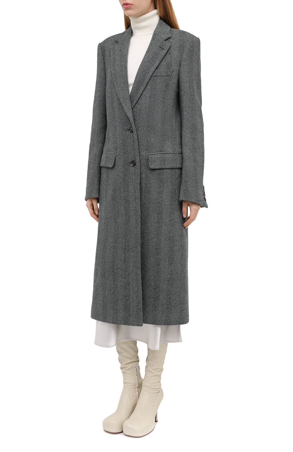 Шерстяное пальто DRIES VAN NOTEN серого цвета по цене 177500 руб., арт. 202-10202-1035, фото 3 Шерстяное пальто DRIES VAN NOTEN, арт. 202-10202-1035, фото 3