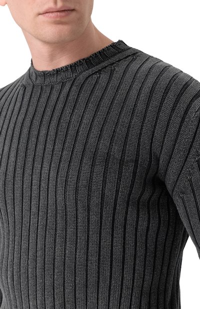 Хлопковый джемпер OFF-WHITE темно-серого цвета по цене 68300 руб., арт. 0MHE20BF25KNI001, фото 5 Хлопковый джемпер OFF-WHITE, арт. 0MHE20BF25KNI001, фото 5