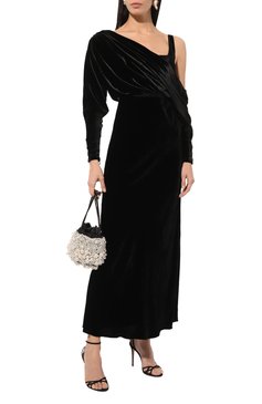 Женское платье из вискозы и шелка GIAMBATTISTA VALLI черного цвета, арт. 24FWPVTE597B-23ALB | Фото 2 (Длина Ж (юбки, платья, шорты): Макси; Драгоценные камни: Проставлено; Материал сплава: Проставлено; Рукава: Длинные; Материал внешний: Вискоза; Стили: Гламурный; Случай: Коктейльный; Женское Кросс-КТ: �Платье-одежда)