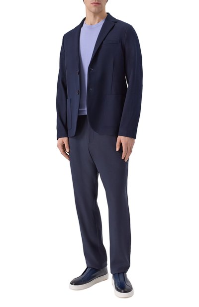 Кожаные кеды cleanic SANTONI темно-синего цвета по цене 99500 руб., арт. MBCG21995BARTMVI, фото 2 Кожаные кеды cleanic SANTONI, арт. MBCG21995BARTMVI, фото 2