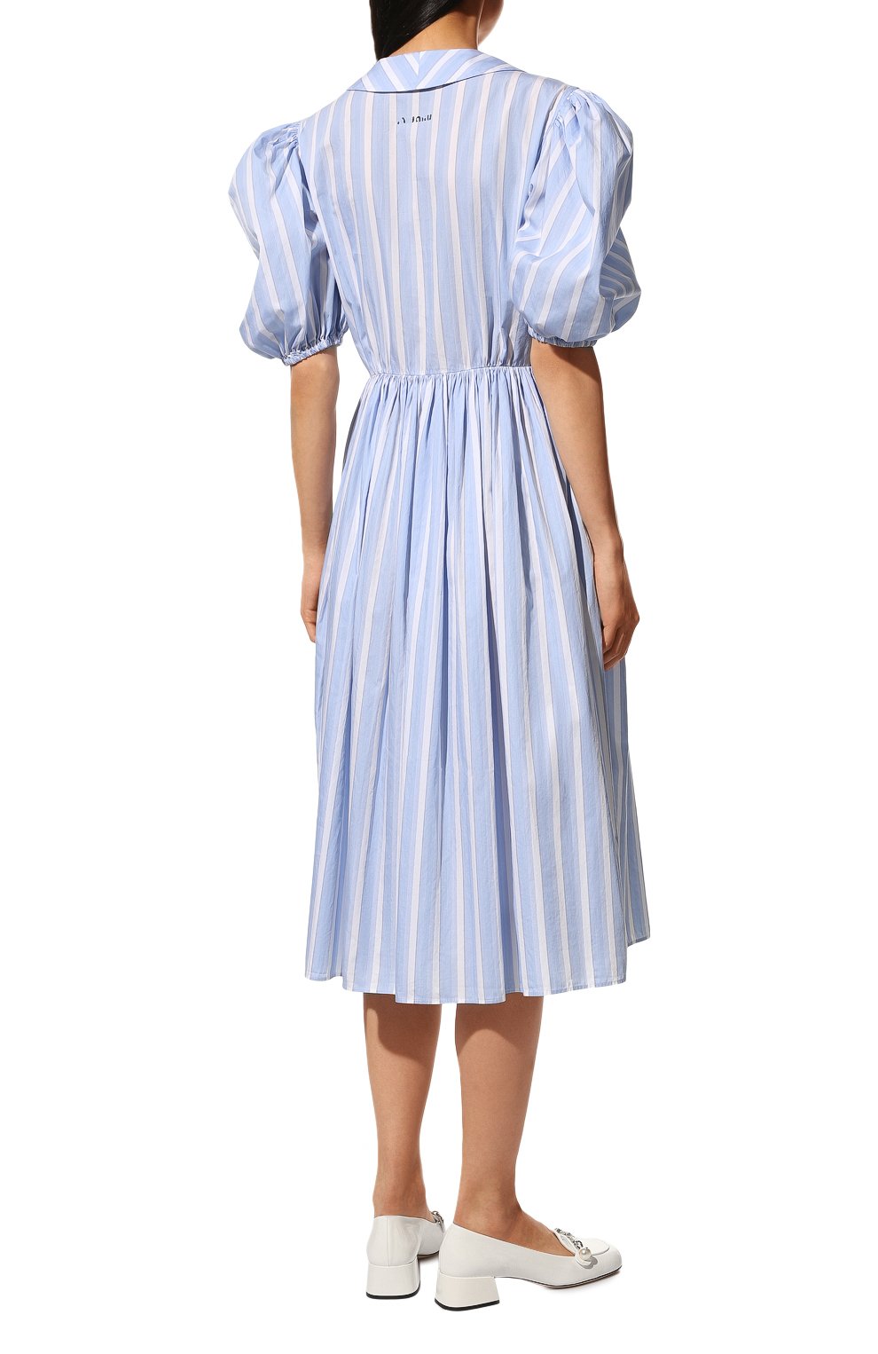 Хлопковое платье MIU MIU голубого цвета по цене 135000 руб., арт. MF4381-1ZQJ-F0PCR, фото 4 Хлопковое платье MIU MIU, арт. MF4381-1ZQJ-F0PCR, фото 4