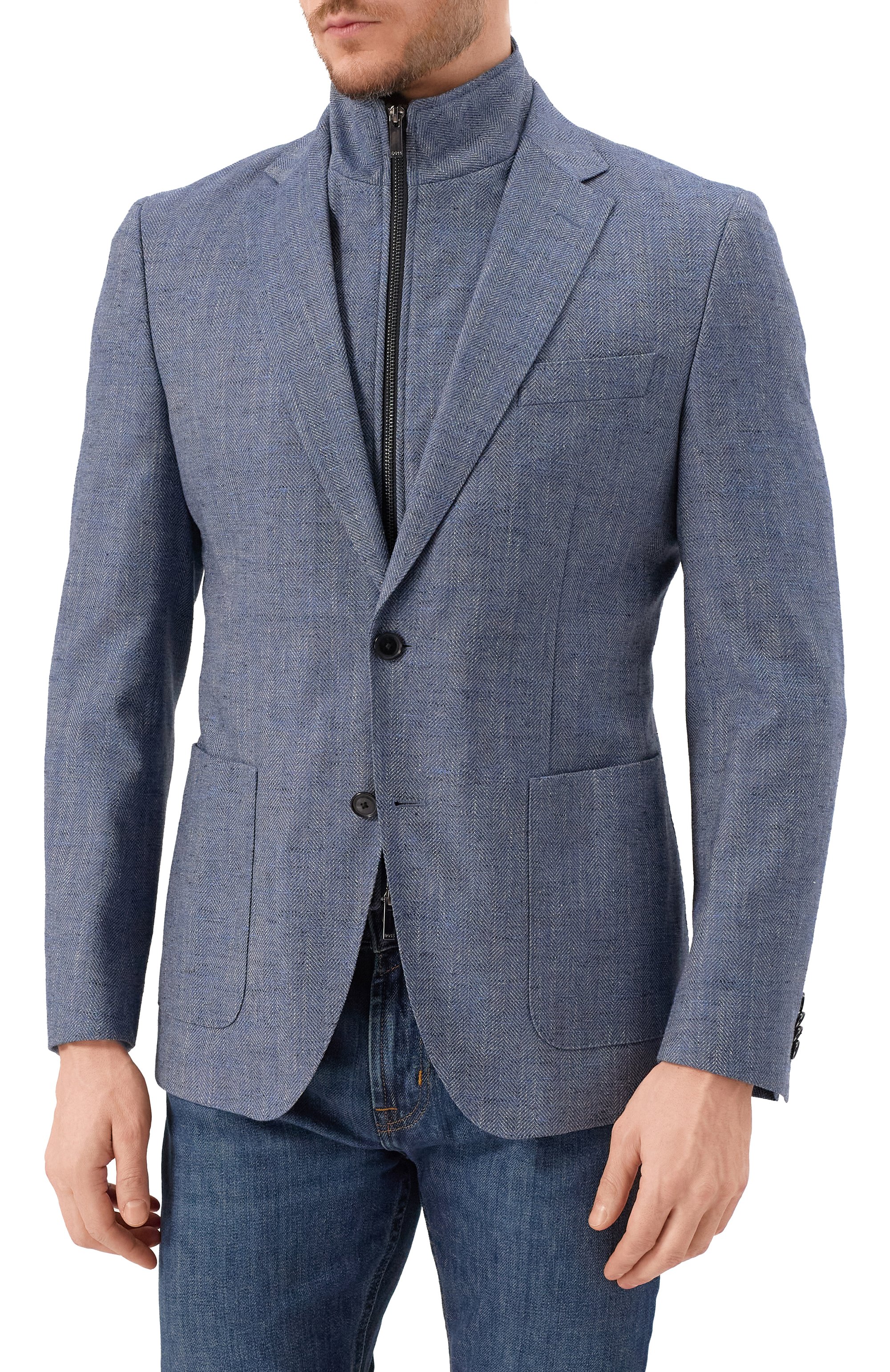 Пиджак из шерсти и хлопка BOSS, арт. 50535047, фото 4