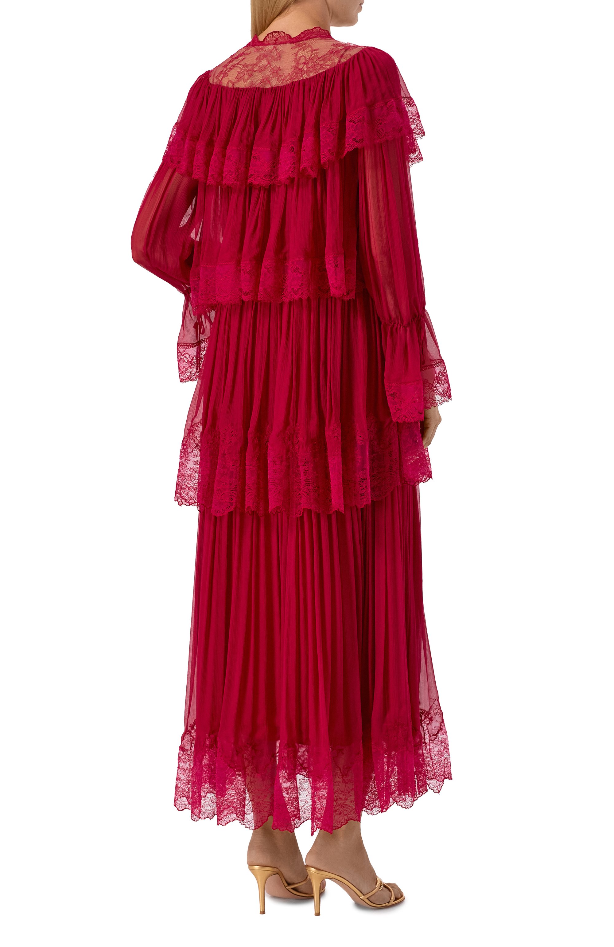 Шелковое платье CHLOÉ малинового цвета по цене 1310000 руб., арт. CH26SR001001, фото 3 Шелковое платье CHLOÉ, арт. CH26SR001001, фото 3