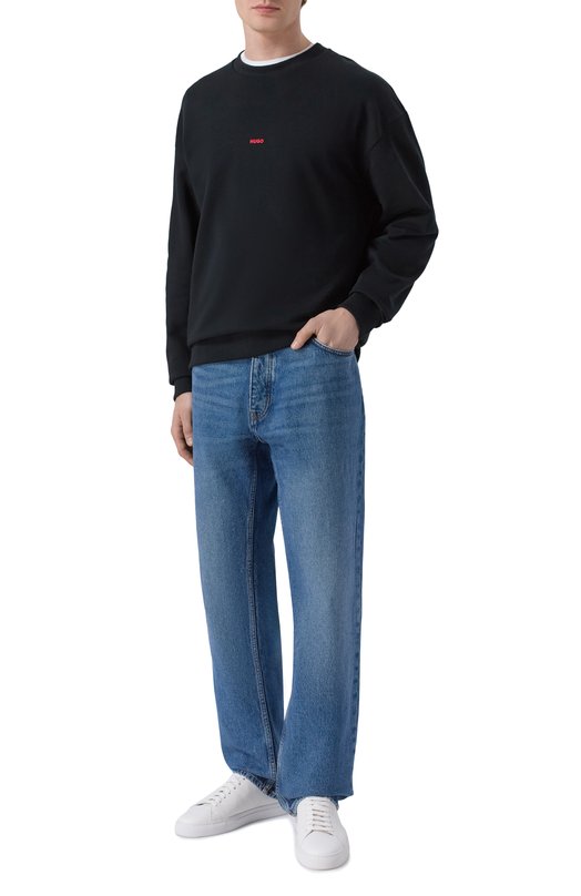 Хлопковый свитшот HUGO 50557482 Чёрный  50557482 Фото 2