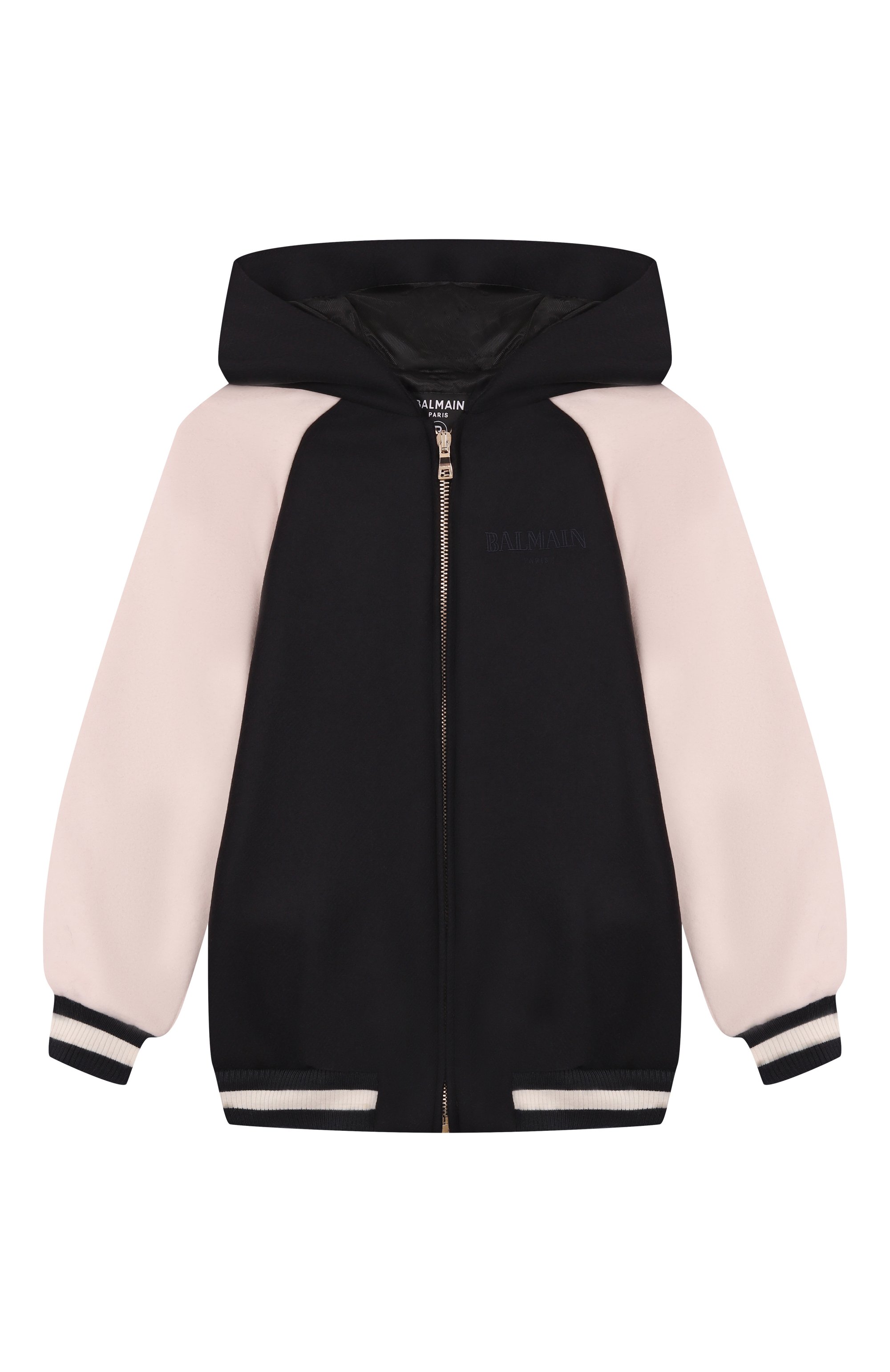 Шерстяной бомбер BALMAIN черно-белого цвета по цене 89950 руб., арт. BX2Q50, фото 1 Шерстяной бомбер BALMAIN, арт. BX2Q50, фото 1