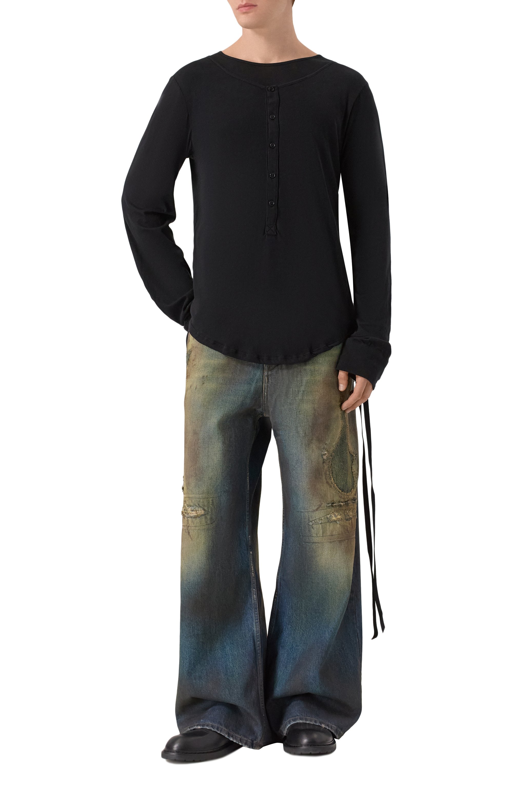 Хлопковый лонгслив-хенли ANN DEMEULEMEESTER, арт. B0011934/FA119, фото 2