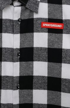 Детская хлопковая рубашка SPRAYGROUND черно-белого цвета, арт. SPY970BLK | Фото 3 (Рукава: Длинные; Случай: Повседневный; Материал сплава: Проставлено; Материал внешний: Хлопок; Драгоценные камни: Проставлено)