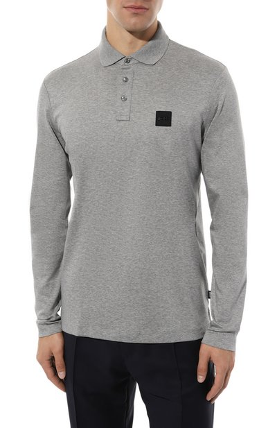 Хлопковое поло BOSS серого цвета по цене 18600 руб., арт. 50485162, фото 3 Хлопковое поло BOSS, арт. 50485162, фото 3