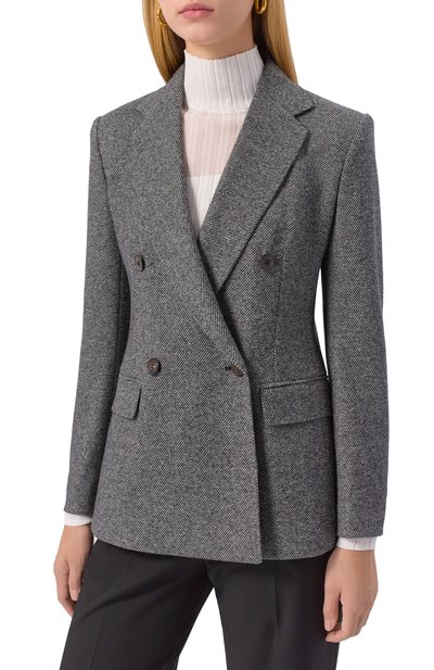 Жакет из хлопка и вискозы MAX MARA STUDIO серого цвета по цене 69950 руб., арт. B0SH, фото 3 Жакет из хлопка и вискозы MAX MARA STUDIO, арт. B0SH, фото 3