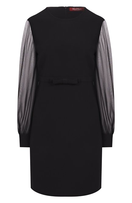 Женское платье MAX MARA STUDIO черного цвета, арт. RITM0 | Фото 1 (Длина Ж (юбки, платья, шорты): Мини; Материал сплава: Проставлено; Драгоценные камни: Проставлено; Рукава: Длинные)