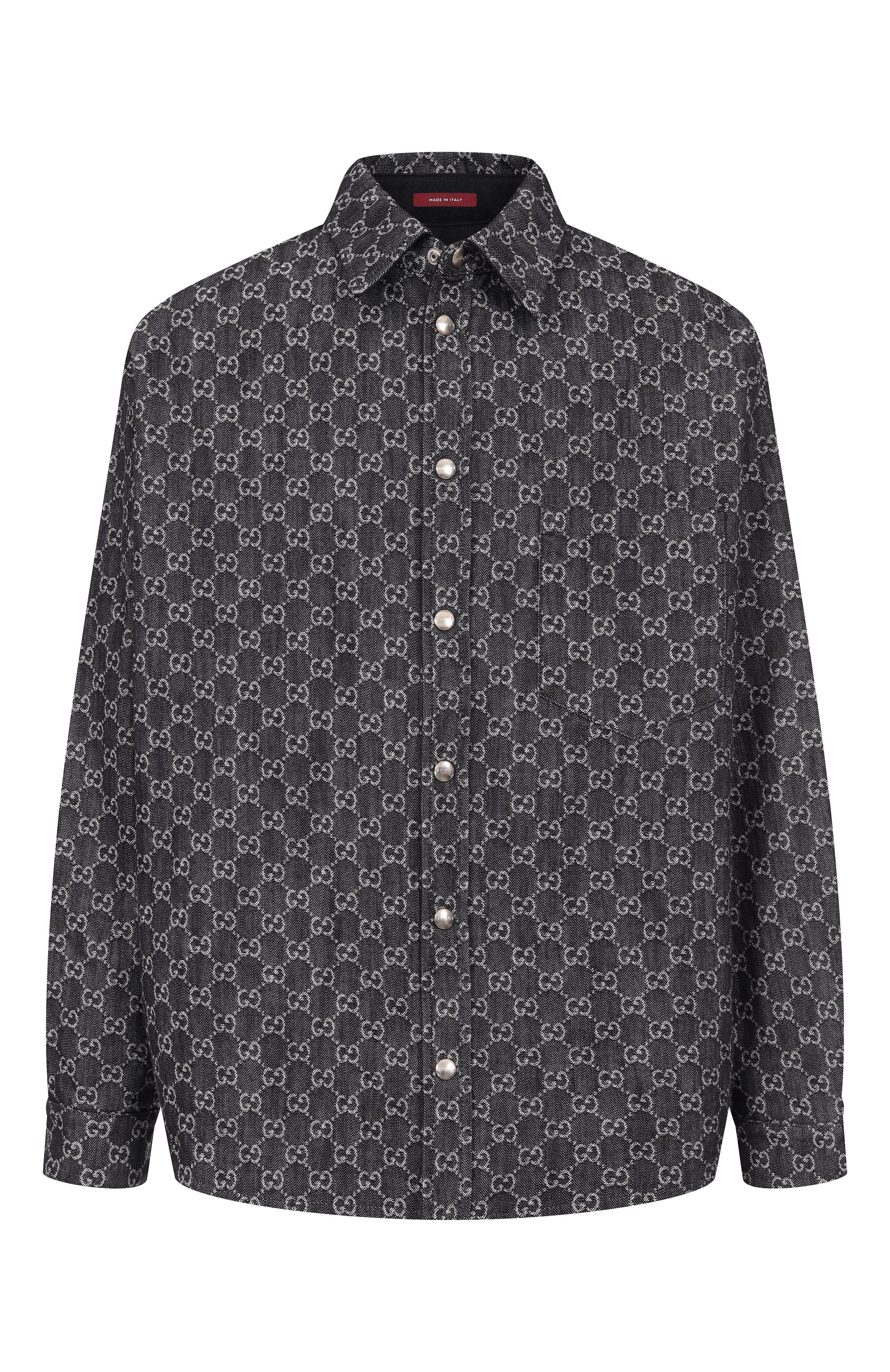 Двусторонняя хлопковая рубашка GUCCI черного цвета по цене 563500 руб., арт. 766142/XDC88, фото 1 Двусторонняя хлопковая рубашка GUCCI, арт. 766142/XDC88, фото 1
