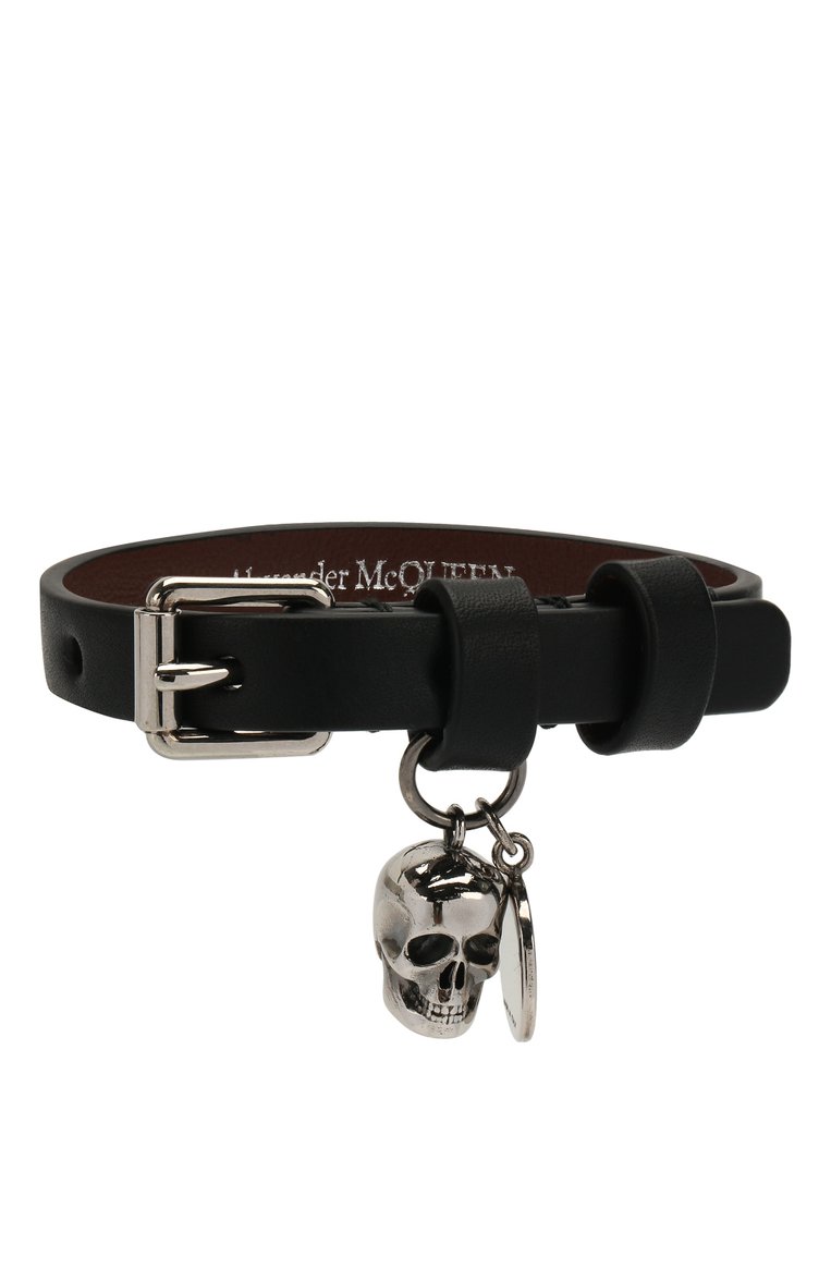 Мужской кожаный браслет ALEXANDER MCQUEEN черного цвета, арт. 554467/1EE0Y | Фото 1 (Статус проверки: Проверена категория; Материал: Натуральная кожа; Нос: Не проставлено; Региональные ограничения белый список (Axapta Mercury): Не проставлено)