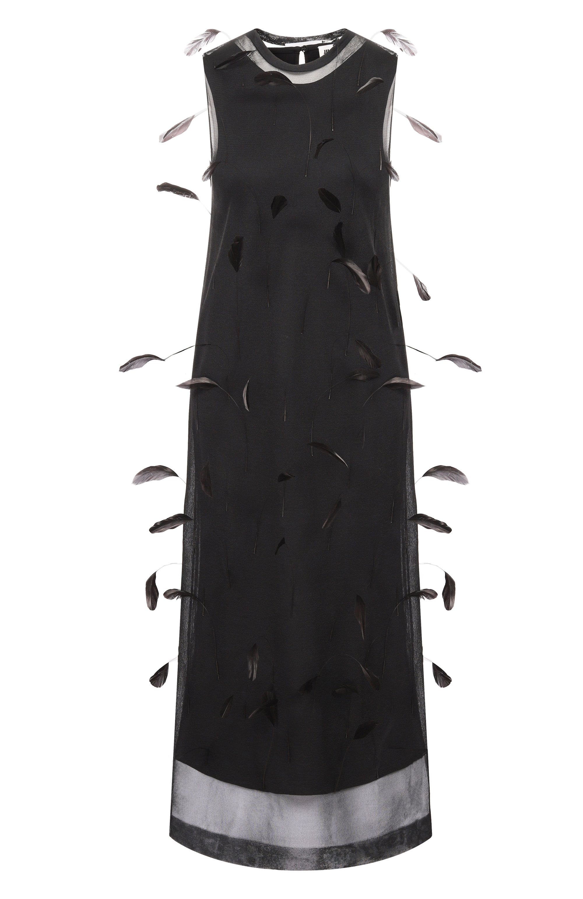 Шелковое платье с отд�елкой перьями JIL SANDER, арт. J03CT0548/J16141, фото 1