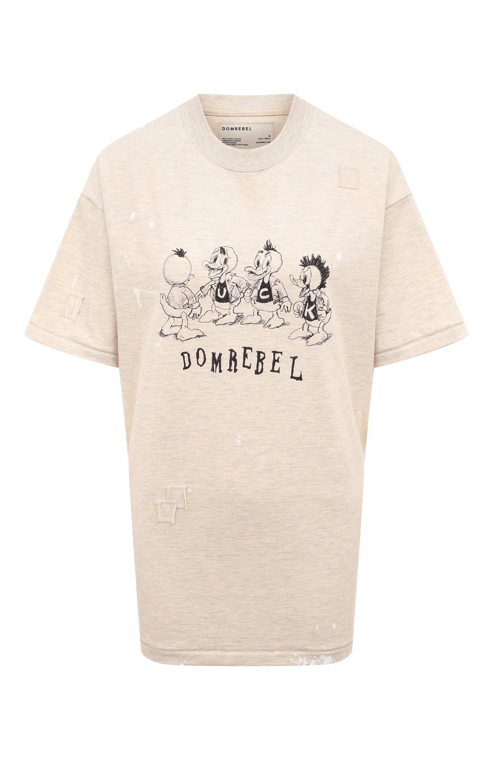 Хлопковая футболка DOMREBEL кремового цвета по цене 23350 руб., арт. SCH00LYARD/T-SHIRT, фото 1 Хлопковая футболка DOMREBEL, арт. SCH00LYARD/T-SHIRT, фото 1