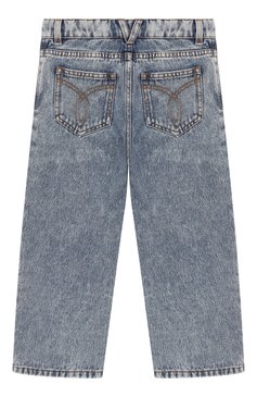 Детские джинсы VERSACE голубого цвета, арт. 1018319/1A13119/4A-6A | Фото 2 (Материал внешний: Хлопок; Нос: Не проставлено; Детали: Потертости; Автоматизация состава: Проставлено; Ростовка одежда: 6 лет | 116 см)