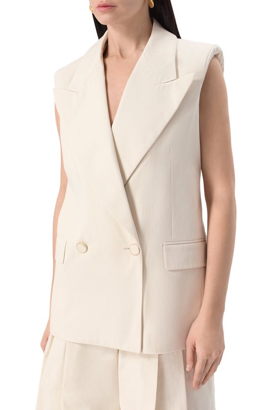 Хлопковый жилет Nina Ricci 25PCVE003/C01086 Кремовый  25PCVE003/C01086 Фото 3
