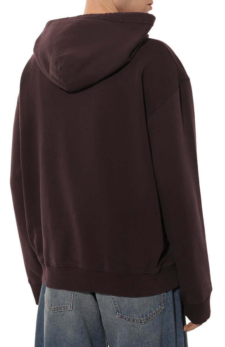 Мужской хлопковое худи MM6 фиолетового цвета, арт. SH2GU0012/M25004 | Фото 4 (Длина (для топов): Стандартные; Материал внешний: Хлопок; Материал сплава: Проставлено; Драгоценные камни: Проставлено; Рукава: Длинные; Мужское Кросс-КТ: Худи-одежда; Стили: Кэжуэл; Принт: С принтом)