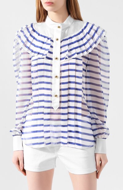 Блузка PHILOSOPHY DI LORENZO SERAFINI голубого цвета по цене 71950 руб., арт. V0236/2150, фото 3 Блузка PHILOSOPHY DI LORENZO SERAFINI, арт. V0236/2150, фото 3