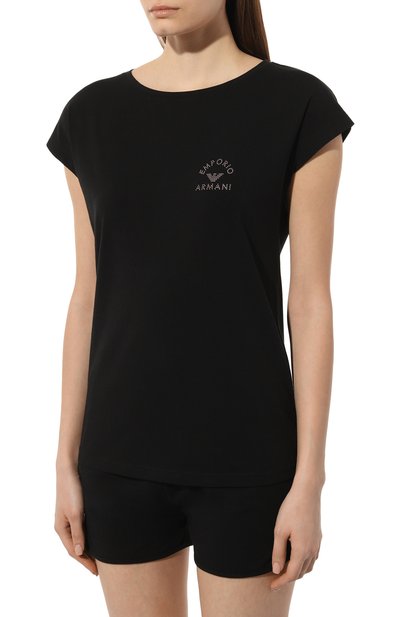 Хлопковая пижама EMPORIO ARMANI черного цвета по цене 11300 руб., арт. 164794/4R223, фото 3 Хлопковая пижама EMPORIO ARMANI, арт. 164794/4R223, фото 3
