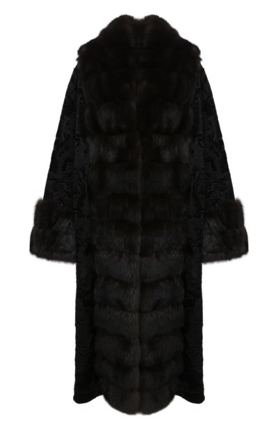 Женская шуба из меха соболя и каракульчи MANZONI24, арт. 20M854-PAZ/BLACK/EXTRADARK/48-52