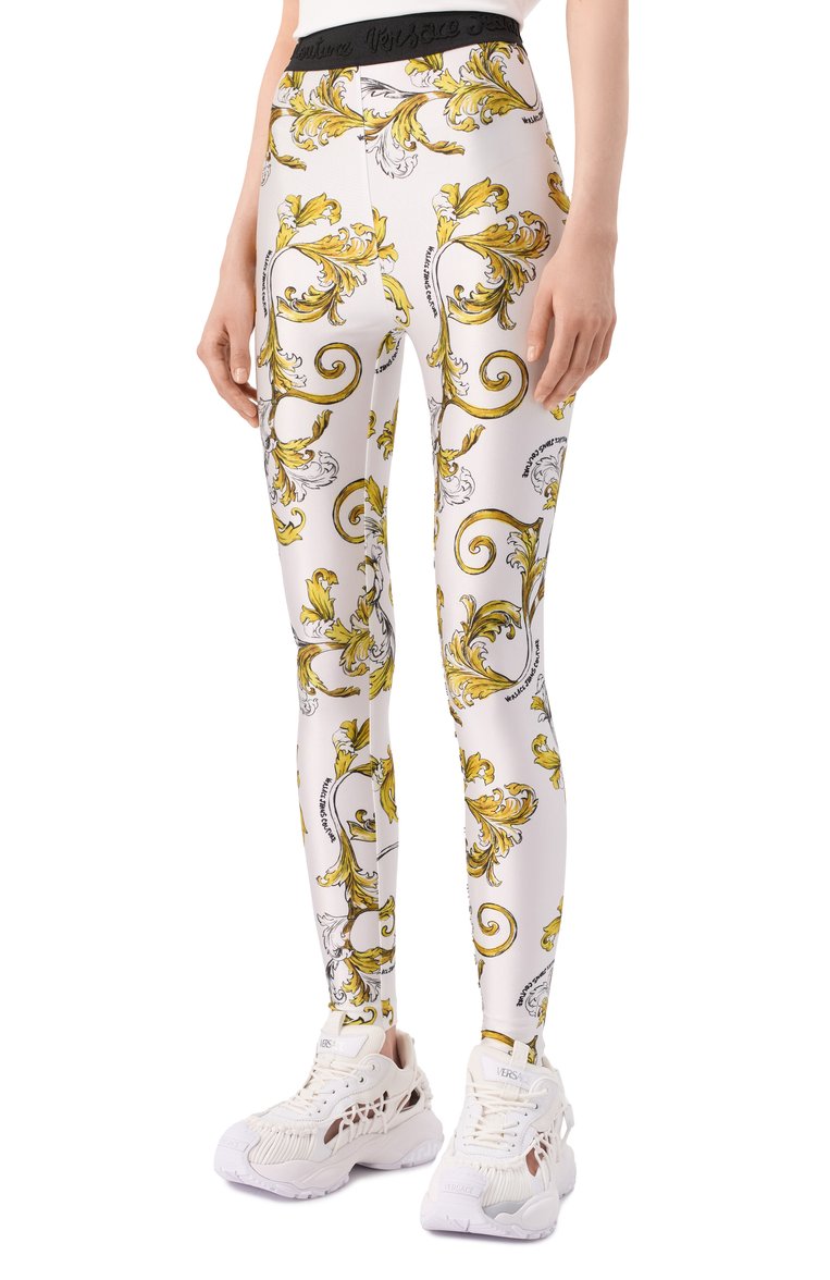 Женские легинсы VERSACE JEANS COUTURE белого цвета, арт. 78HAC101/JS470 | Фото 3 (Длина (брюки, джинсы): Стандартные; Женское Кросс-КТ: Леггинсы-одежда; Стили: Гламурный; Материал внешний: Синтетический материал; Автоматизация состава: Проставлено; Автоматизация ТО: Проставлено)