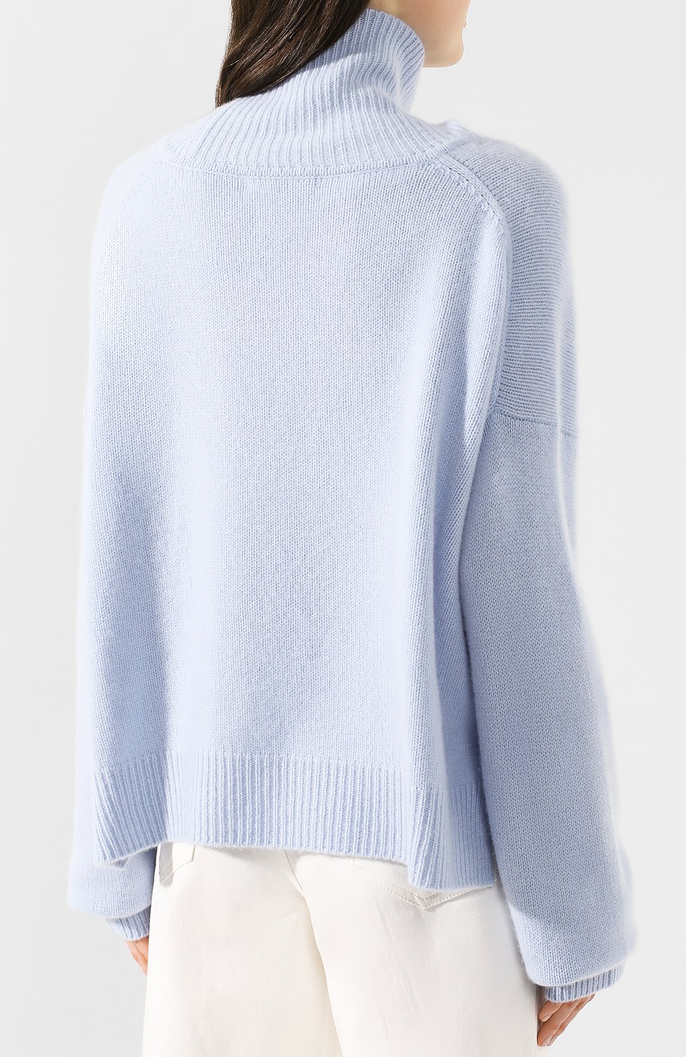 Кашемировый пуловер REJINA PYO голубого цвета по цене 53750 руб., арт. C095K/KNIT, фото 4 Кашемировый пуловер REJINA PYO, арт. C095K/KNIT, фото 4