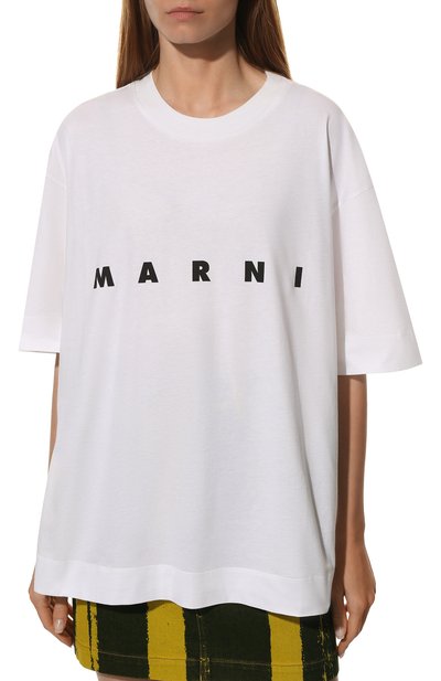 Хлопковая футболка MARNI белого цвета по цене 32450 руб., арт. THJET49EPB/SCP89, фото 3 Хлопковая футболка MARNI, арт. THJET49EPB/SCP89, фото 3