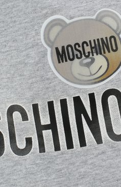 Детского хлопковая шапк�а MOSCHINO серого цвета, арт. HMX00Z/LDA16 | Фото 3 (Материал: Текстиль, Хлопок; Нос: Не проставлено)