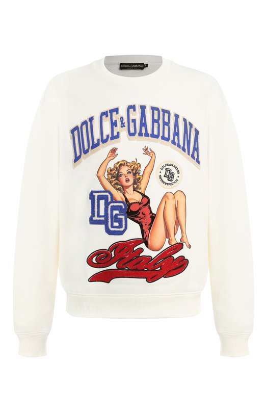 Хлопковый свитшот Dolce & Gabbana G9AHSZ/G7PHH Кремовый G9AHSZ/G7PHH