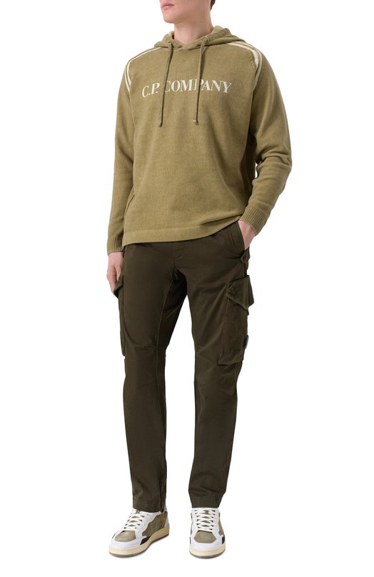 Хлопковое худи C.P. Company 20CMKN205A/110647S Хаки  20CMKN205A/110647S Фото 2