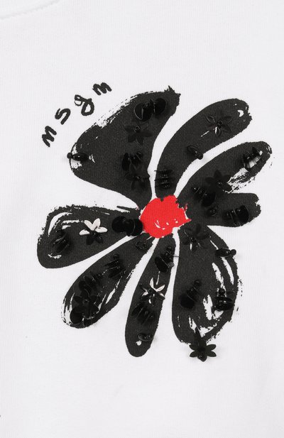 Хлопковый свитшот MSGM KIDS белого цвета по цене 13800 руб., арт. S6MSJGSW079, фото 3 Хлопковый свитшот MSGM KIDS, арт. S6MSJGSW079, фото 3