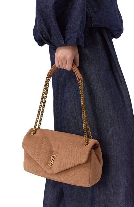 Женская сумка calypso medium SAINT LAURENT бежевого цвета, арт. 800916/AAEEL | Фото 2 (Материал сплава: Проставлено; Размер: medium; Ремень/цепочка: На ремешке; Драгоценные камни: Проставлено; Материал: Натуральная кожа)