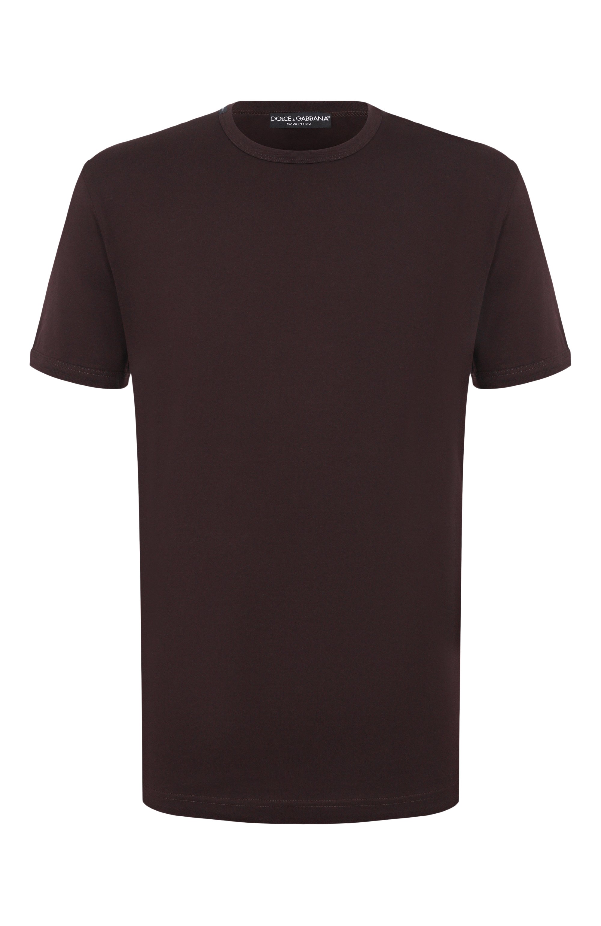 Хлопковая футболка DOLCE & GABBANA темно-коричневого цвета по цене 39050 руб., арт. G8JX7T/G7P1A, фото 1 Хлопковая футболка DOLCE & GABBANA, арт. G8JX7T/G7P1A, фото 1