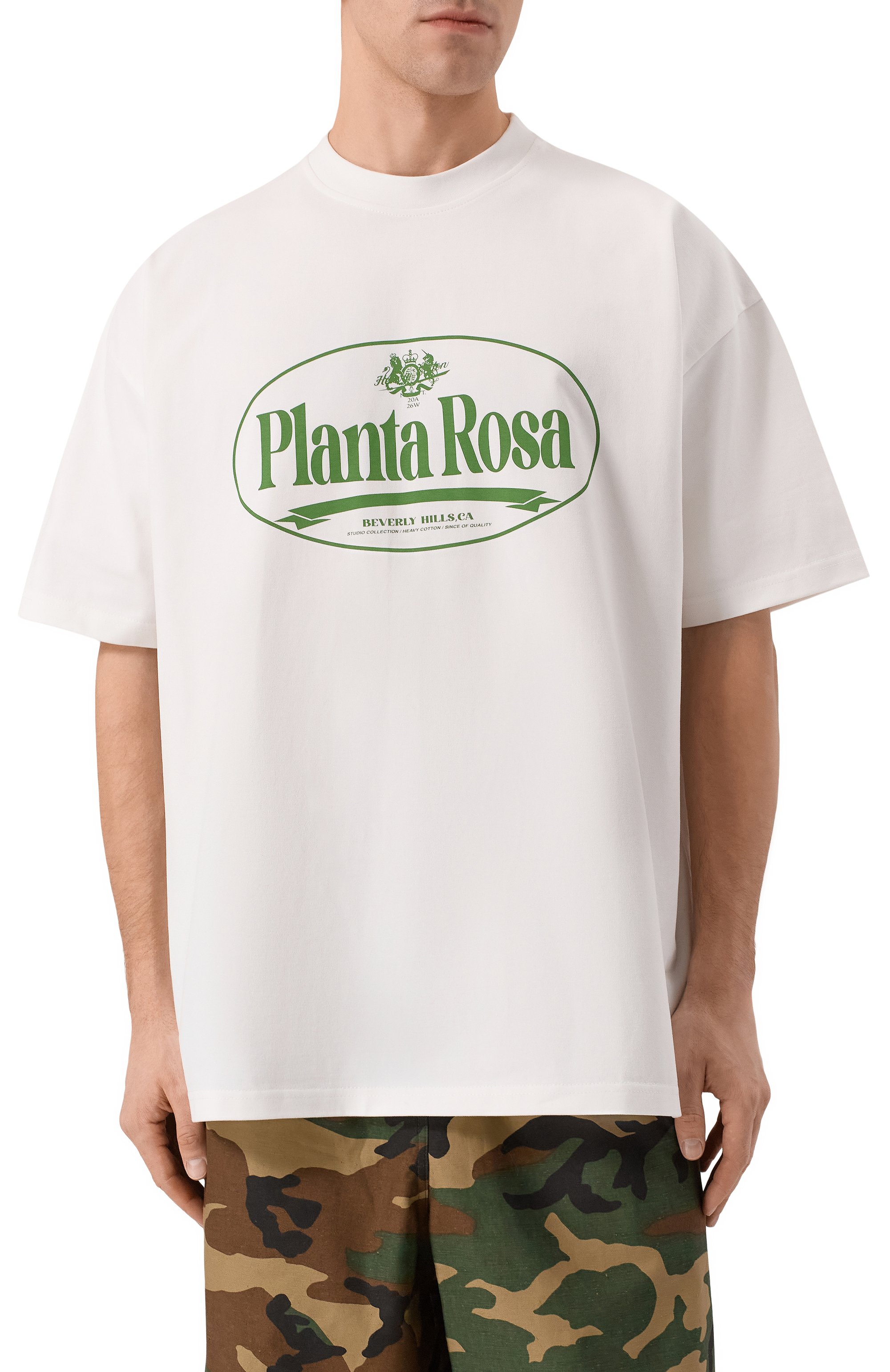 Хлопковая футболка PLANTA ROSA, арт. PR/T01/CIRCLED-GREEN/300VELVET, фото 3