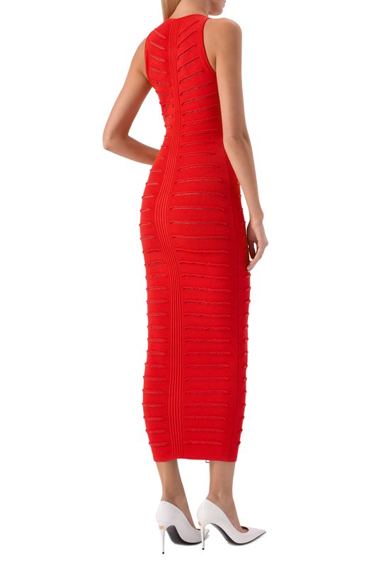 Платье из вискозы Balmain FF0R0170/KI96 Красный  FF0R0170/KI96 Фото 3