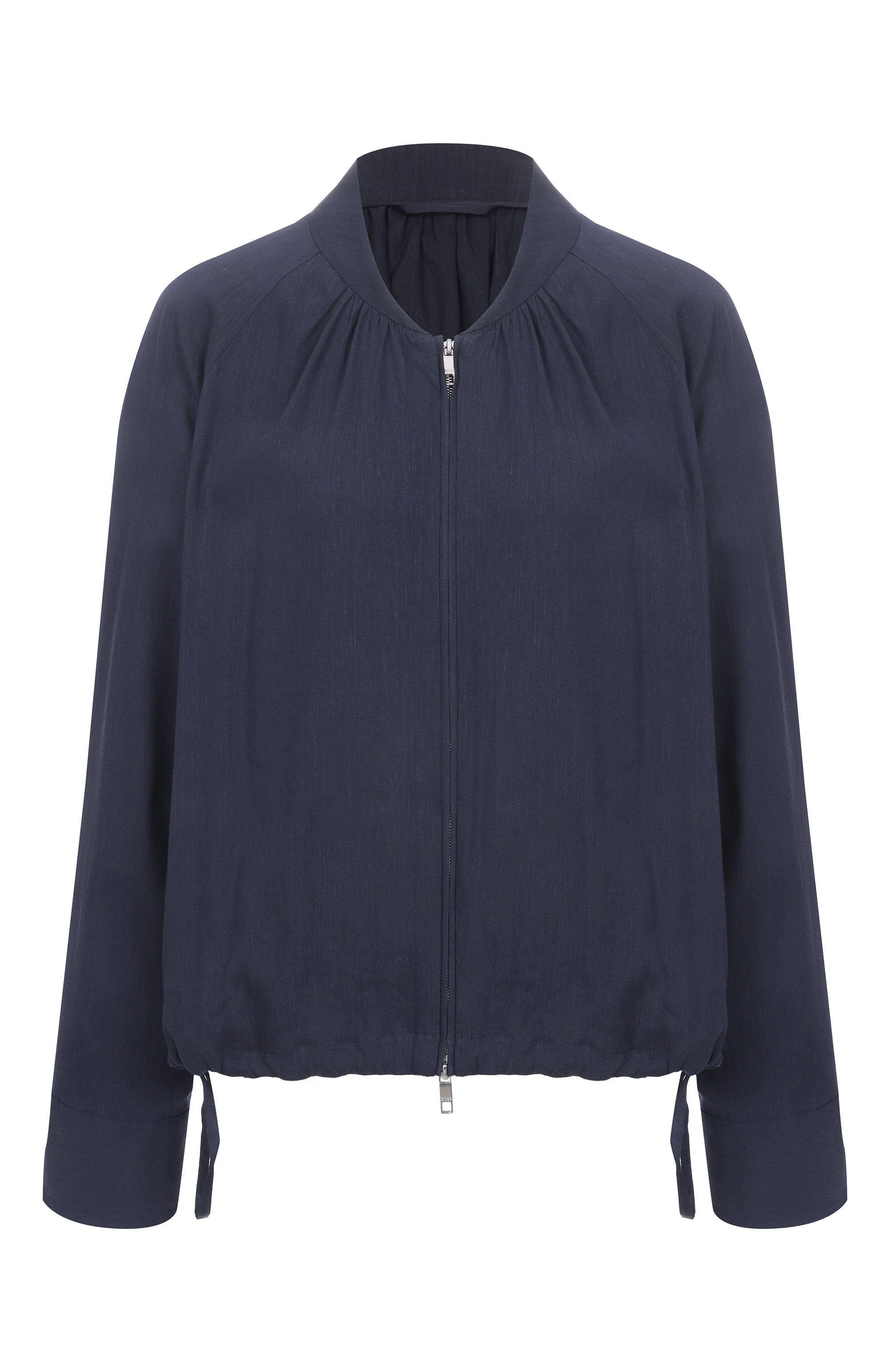 Бомбер изо льна и вискозы BOSS темно-синего цвета по цене 45450 руб., арт. 50537957, фото 1 Бомбер изо льна и вискозы BOSS, арт. 50537957, фото 1