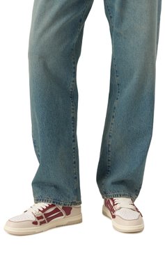 Мужские кожаные кеды varsity skel top AMIRI кремового цвета, арт. AMF0SR1077 | Фото 3 (Материал внешний: Натуральная кожа; Материал сплава: Проставлено; Драгоценные камни: Проставлено; Материал внутренний: Текстиль; Подошва: Массивная; Кросс-КТ: Низкие; Стили: Классический; Материал утеплителя: Без утеплителя)
