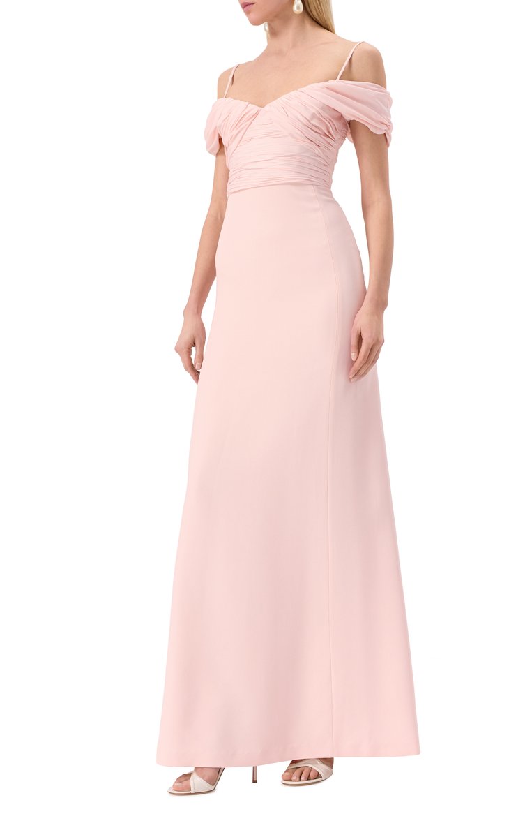 Женское платье GIAMBATTISTA VALLI светло-розового цвета, арт. 25SSPVTE5139-18GDM | Фото 3 (Длина Ж (юбки, платья, шорты): Макси; Материал сплава: Проставлено; Драгоценные камни: Проставлено; Стили: Романтичный; Рукава: На бретелях; Женское Кросс-КТ: Платье-одежда; Случай: Коктейльный; Материал внешний: Синтетический материал)