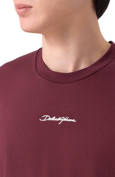 Хлопковая футболка DOLCE & GABBANA бордового цвета по цене 52150 руб., арт. G8RN8Z/G7P0C, фото 5 Хлопковая футболка DOLCE & GABBANA, арт. G8RN8Z/G7P0C, фото 5