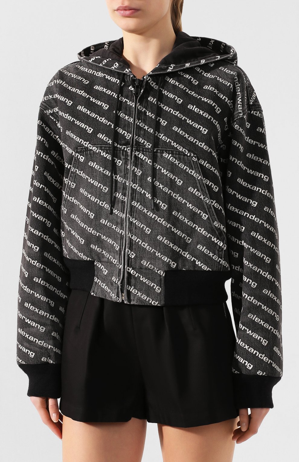 Джинсовый бомбер ALEXANDER WANG черно-белого цвета по цене 59950 руб., арт. 4D992394CG, фото 3 Джинсовый бомбер ALEXANDER WANG, арт. 4D992394CG, фото 3
