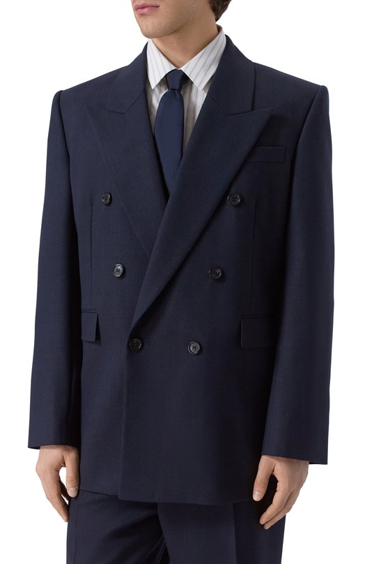 Шерстяной пиджак Saint Laurent 835102/Y5K32 Синий  835102/Y5K32 Фото 3