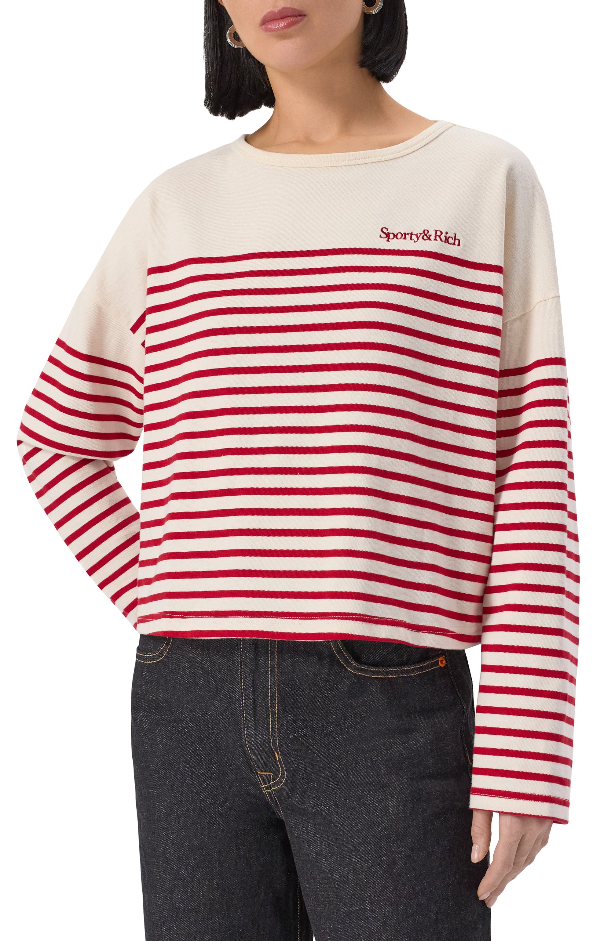 Хлопковый лонгслив SPORTY AND RICH кремового цвета по цене 15800 руб., арт. T0035508300ST15, фото 3 Хлопковый лонгслив SPORTY AND RICH, арт. T0035508300ST15, фото 3