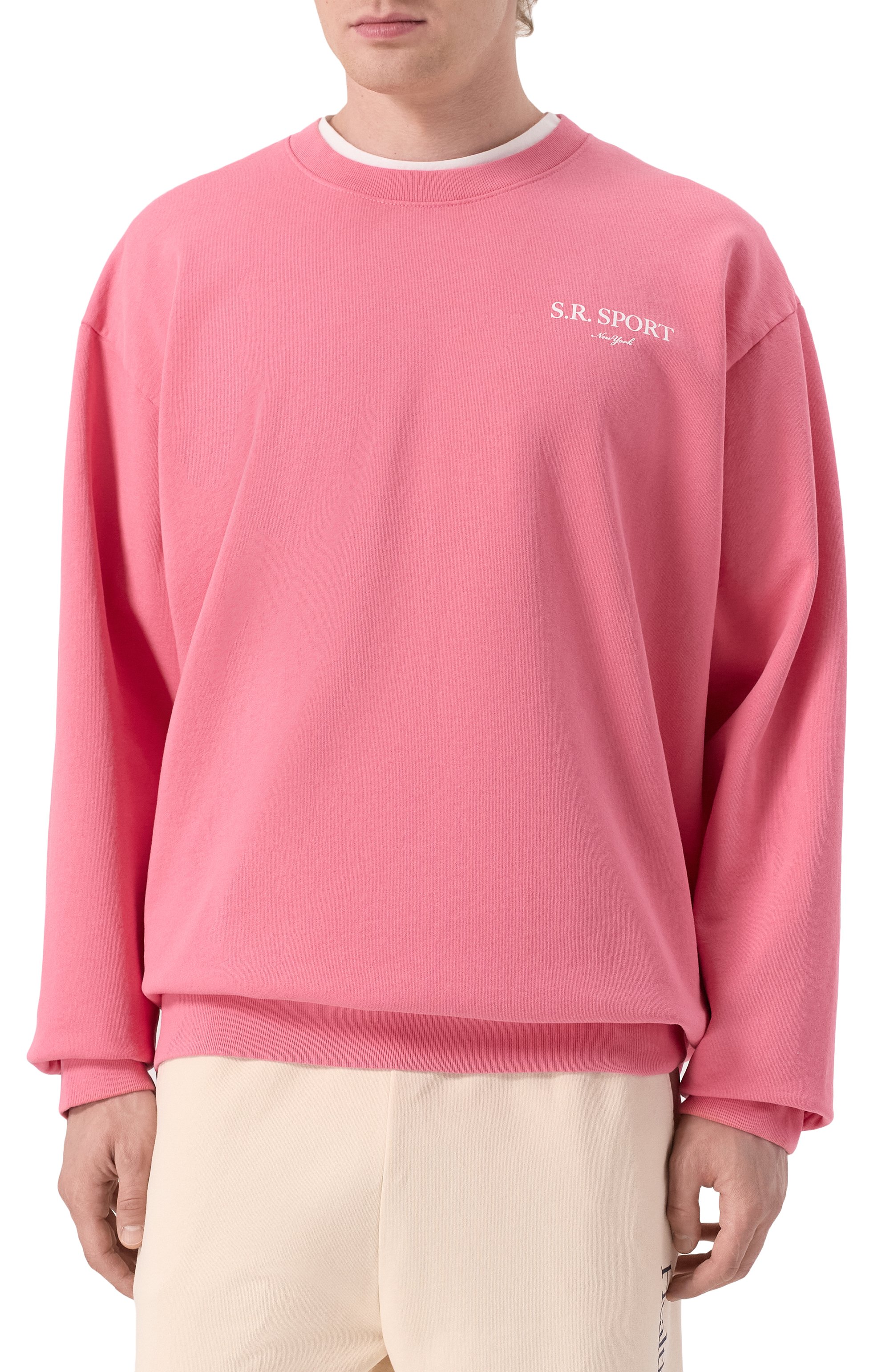 Хлопковый свитшот SPORTY AND RICH кораллового цвета по цене 24750 руб., арт. ST071612201P139, фото 3 Хлопковый свитшот SPORTY AND RICH, арт. ST071612201P139, фото 3