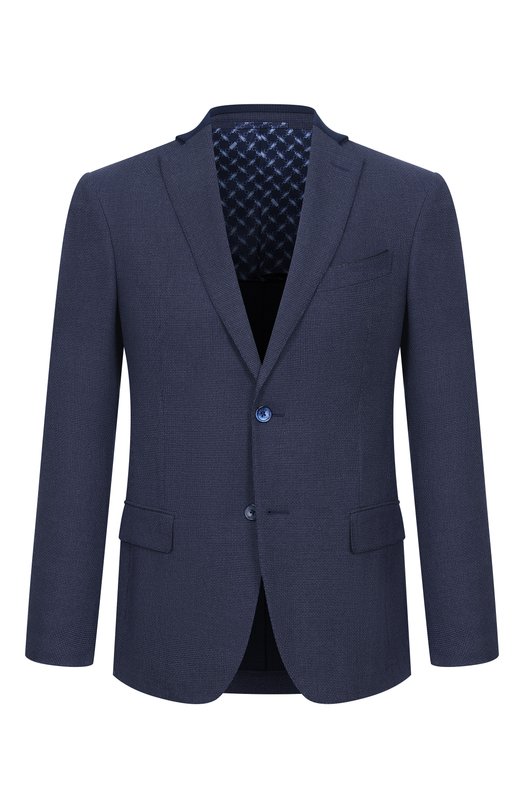 Пиджак из шерсти и шелка Zilli MNP-G2W0S-36071/0001 Синий MNP-G2W0S-36071/0001