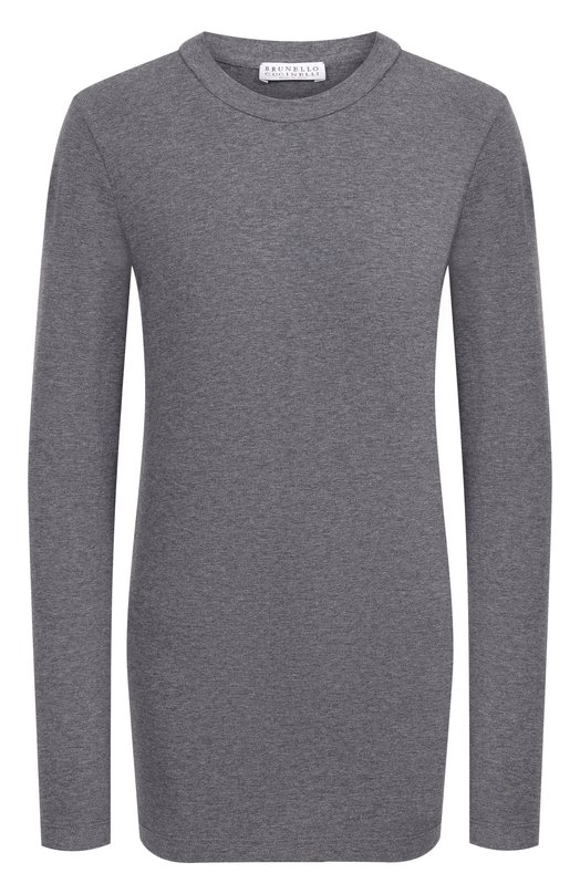 Хлопковый лонгслив Brunello Cucinelli MPT18B0107 Серый MPT18B0107