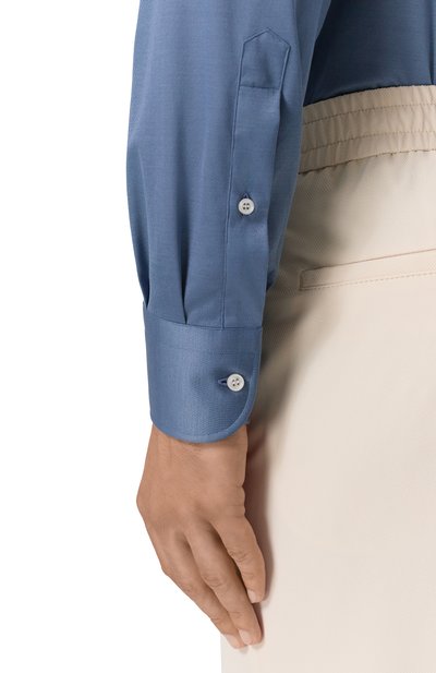 Хлопковая сорочка MVST синего цвета по цене 78750 руб., арт. SLIM/GABRIELLE/R0UND/1628-JERSEY (INTERL0CK), фото 5 Хлопковая сорочка MVST, арт. SLIM/GABRIELLE/R0UND/1628-JERSEY (INTERL0CK), фото 5
