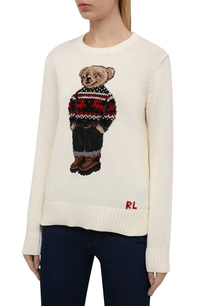 Хлопковый пуловер POLO RALPH LAUREN кремового цвета по цене 52700 руб., арт. 211847029, фото 3 Хлопковый пуловер POLO RALPH LAUREN, арт. 211847029, фото 3