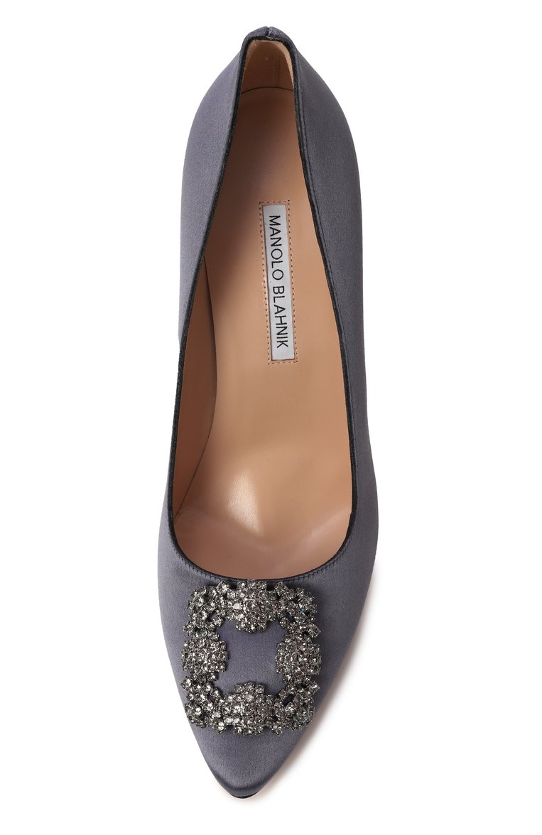 Женские текстильные туфли hangisi 105 MANOLO BLAHNIK темно-синего цвета, арт. 9XX-0664/SAT | Фото 6 (Материал внутренний: Натуральная кожа; Каблук высота: Высокий; Драгоценные камни: Проставлено; Подошва: Плоская; Материал внешний: Текстиль; Материал сплава: Проставлено; Каблук тип: Шпилька)