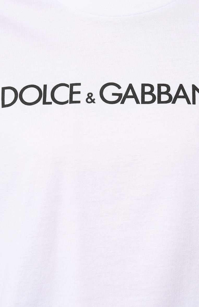 Женская хлопковая футболка DOLCE & GABBANA белого цвета, арт. F8U10T/G7H4P | Фото 5 (Рукава: Короткие; Длина (для топов): Стандартные; Принт: С принтом; Материал сплава: Проставлено; Материал внешний: Хлопок; Женское Кросс-КТ: Футболка-одежда; Драгоценные камни: Проставлено; Стили: Кэжуэл)